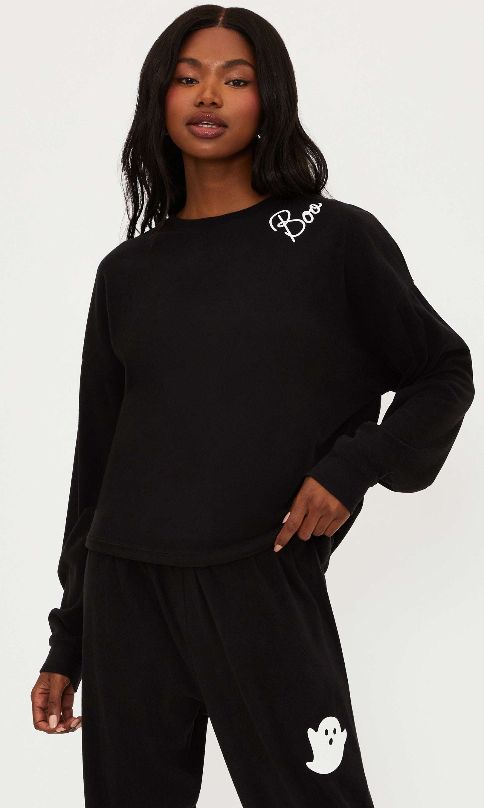 Beach Riot Devyn Boo Black Sweatshirt