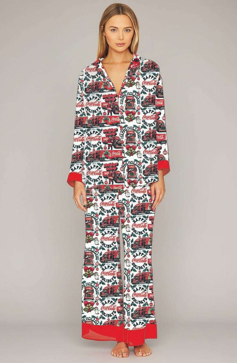The Laundry Room Happy Coca-Cola Holidays Silky PJ Set