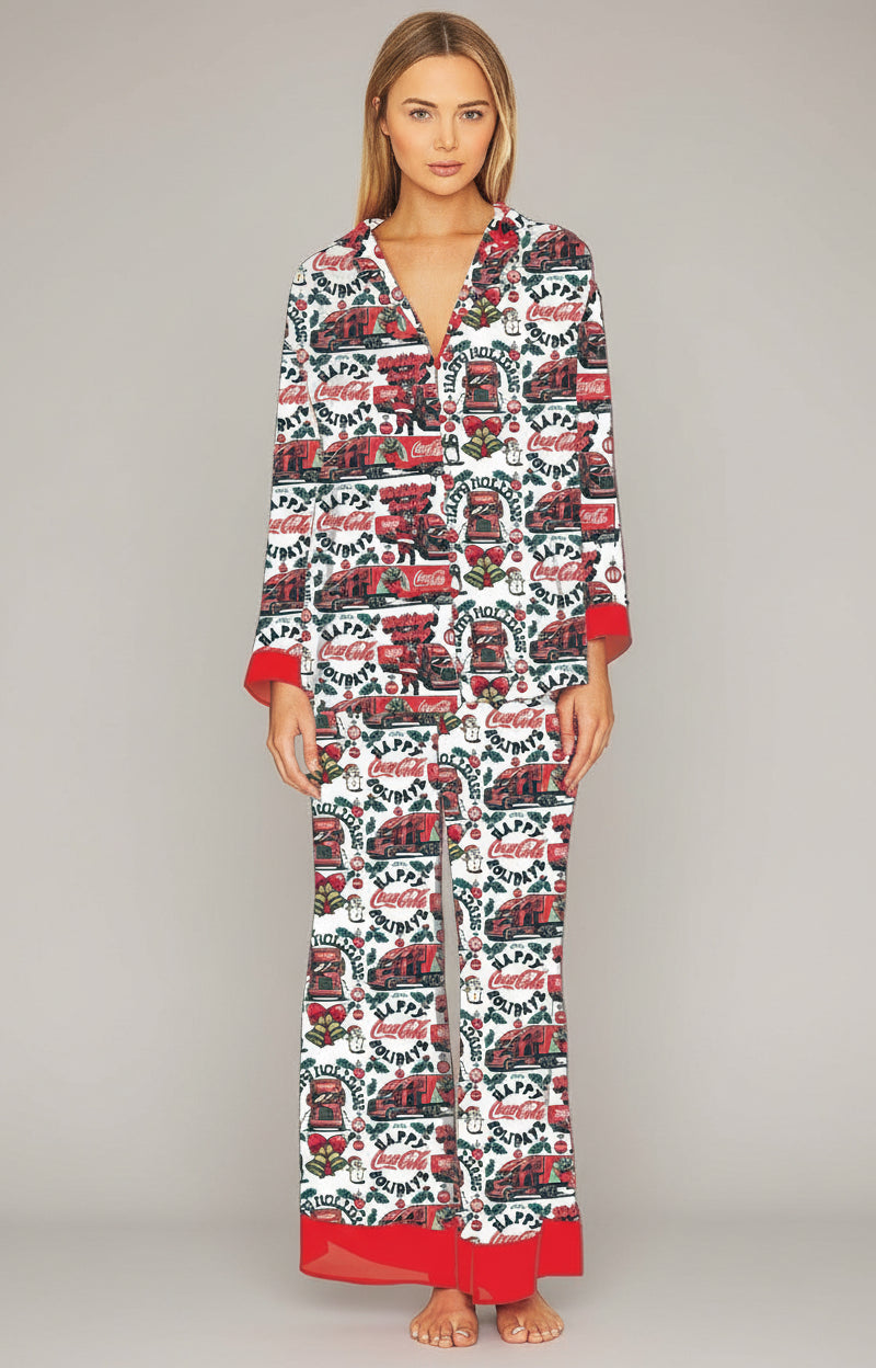 The Laundry Room Happy Coca-Cola Holidays Silky PJ Set