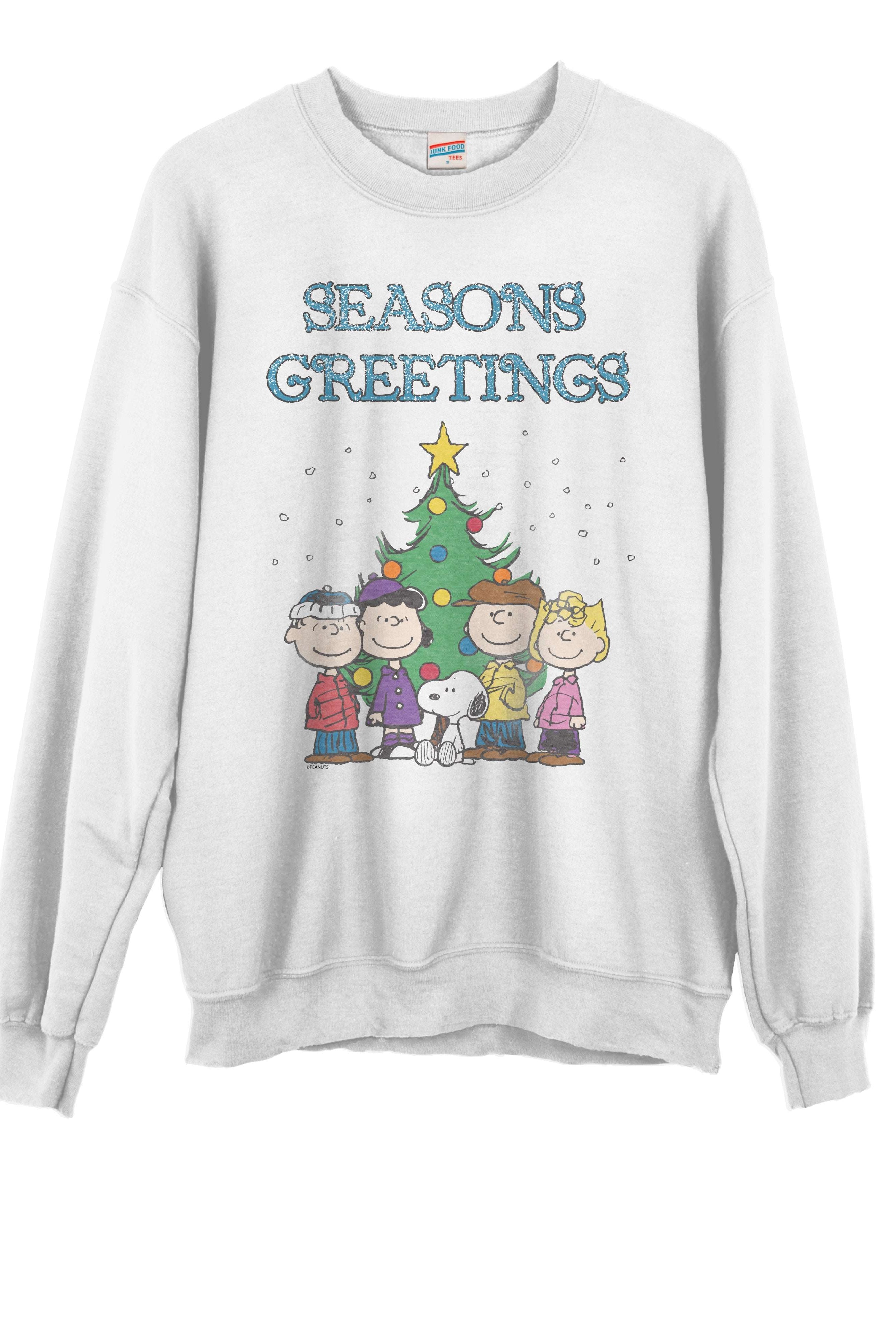 JUNKFOOD Peanuts Seasons Greetings Christmas Jumper