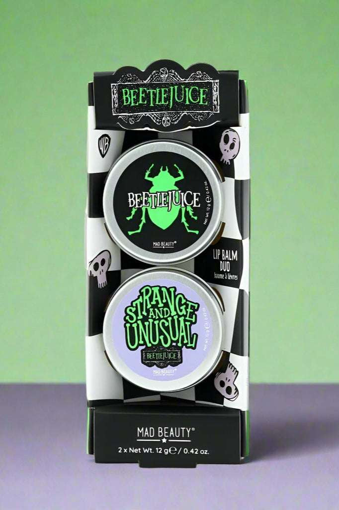 Warner Brothers Beetlejuice Lip Balm Duo Lip Balm by Mad Beauty as seen on celebrities
