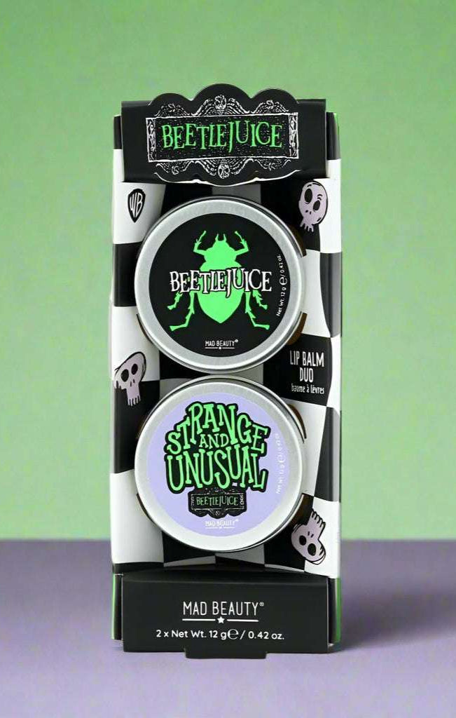 Warner Brothers Beetlejuice Lip Balm Duo Lip Balm by Mad Beauty as seen on celebrities