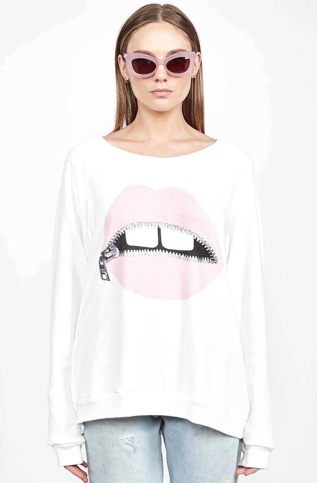 Lauren Moshi Noleta Zipper Mouth Sweatshirt Sweater by Lauren Moshi as seen on celebrities