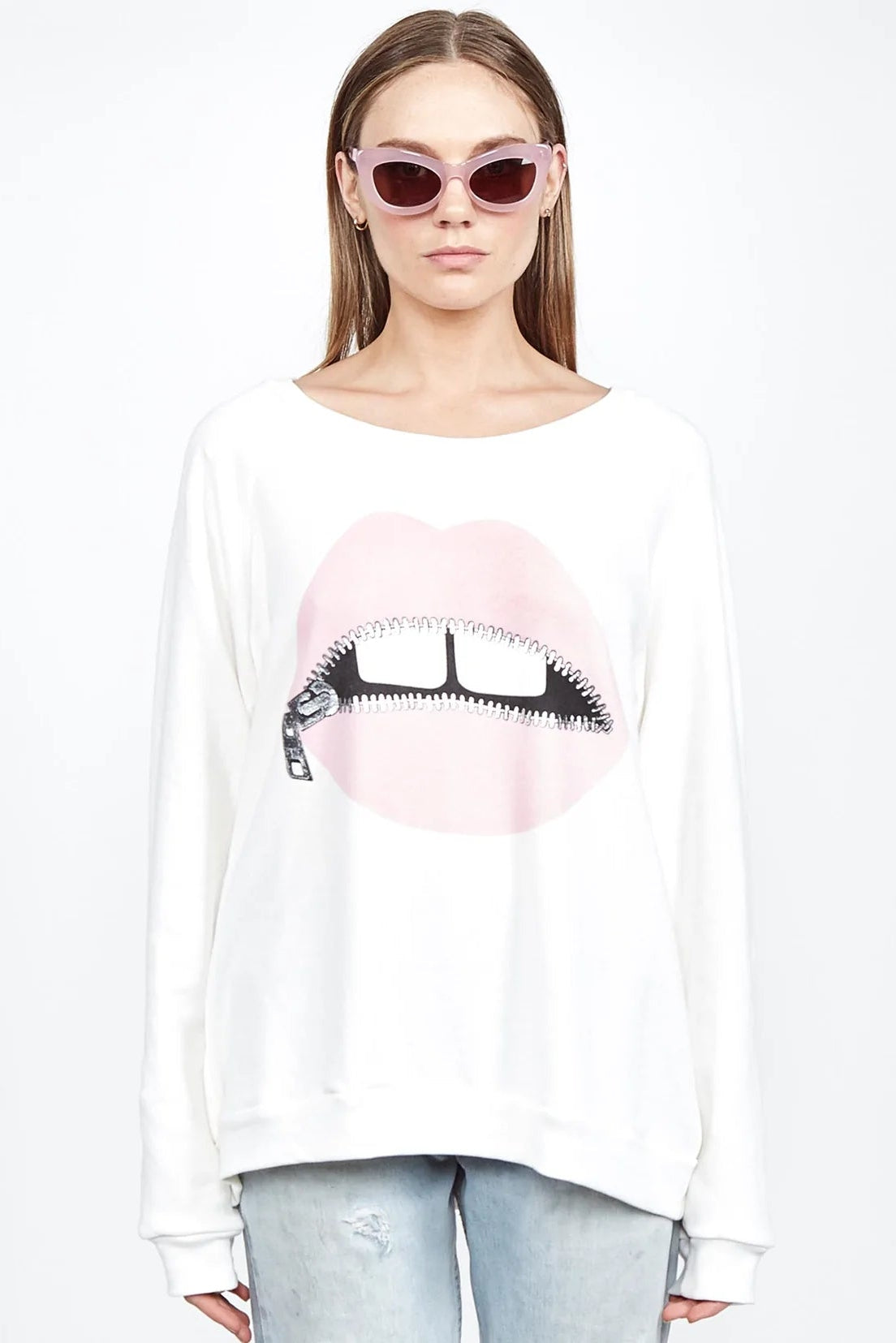 Lauren Moshi Noleta Zipper Mouth Sweatshirt Sweater by Lauren Moshi as seen on celebrities