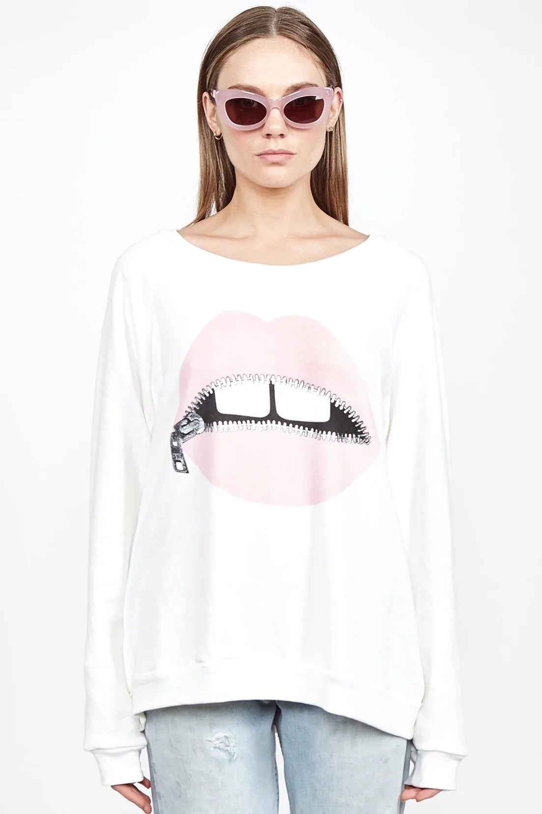 Lauren Moshi Noleta Zipper Mouth Sweatshirt Sweater by Lauren Moshi as seen on celebrities
