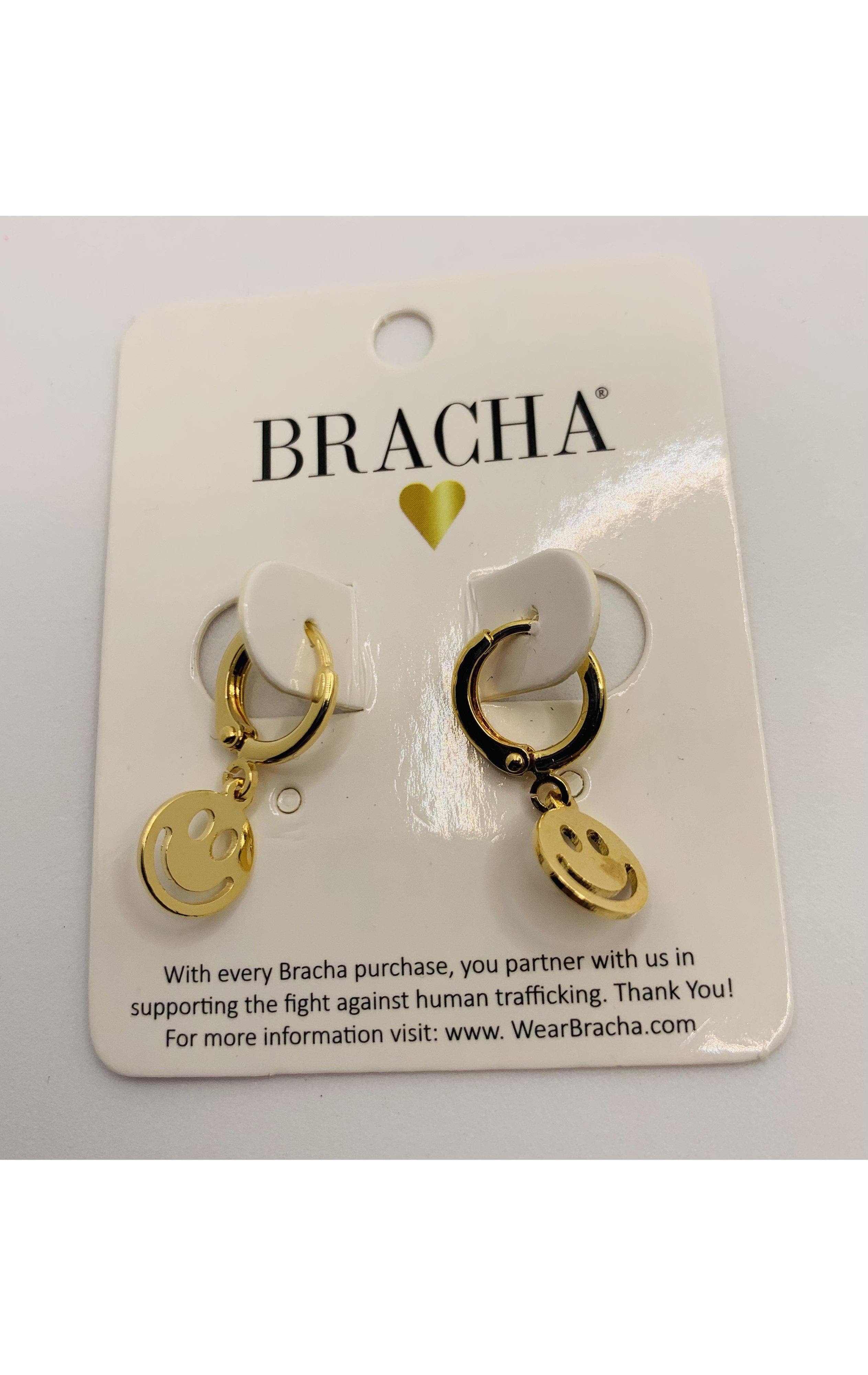 Bracha Smiley Huggies Gold Hoop Earrings Earrings by Bracha as seen on celebrities