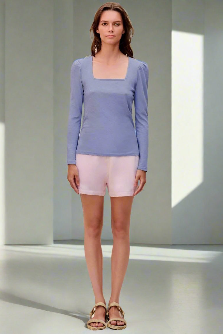 Sundry Clothing Square Neck Long Sleeve Top T-Shirt by Sundry as seen on celebrities