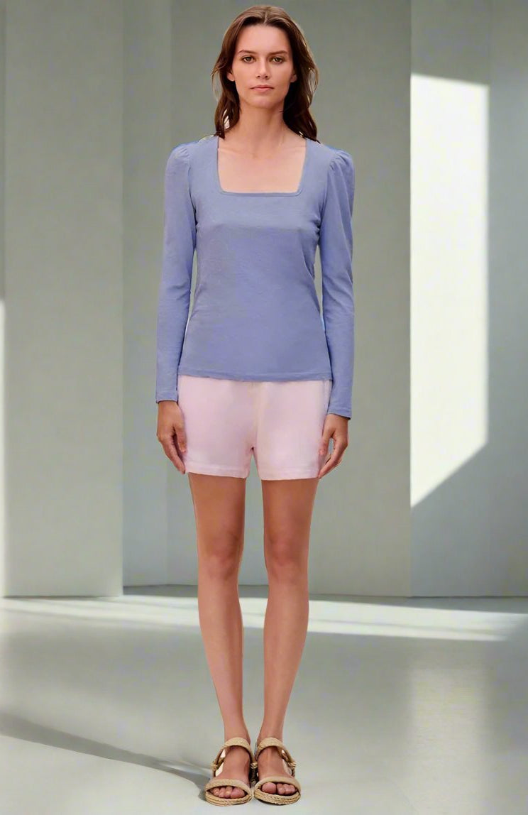 Sundry Clothing Square Neck Long Sleeve Top T-Shirt by Sundry as seen on celebrities