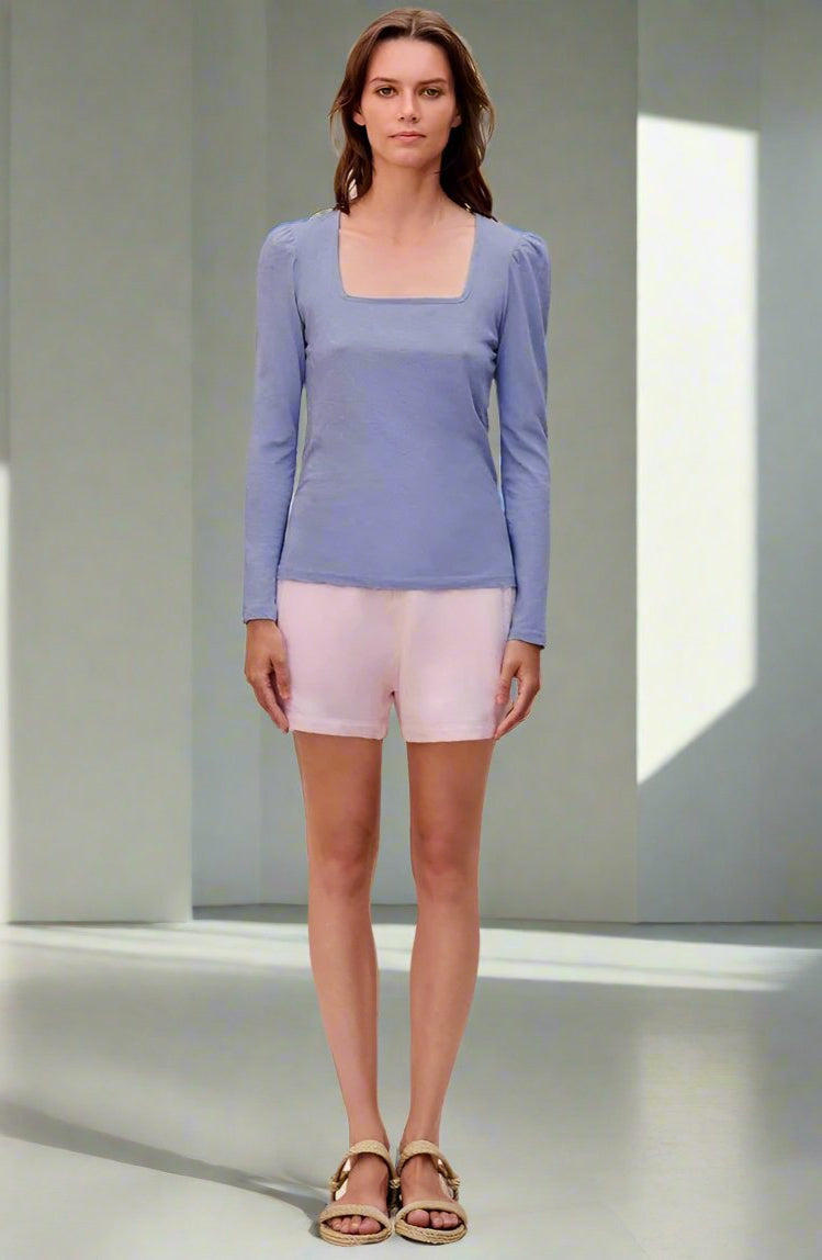 Sundry Clothing Square Neck Long Sleeve Top T-Shirt by Sundry as seen on celebrities