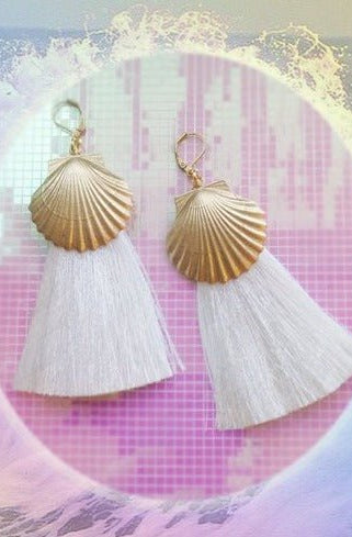 Suzywan DELUXE Sea Shells Tassel Mermaid Earrings Earrings by Suzywan DELUXE as seen on celebrities