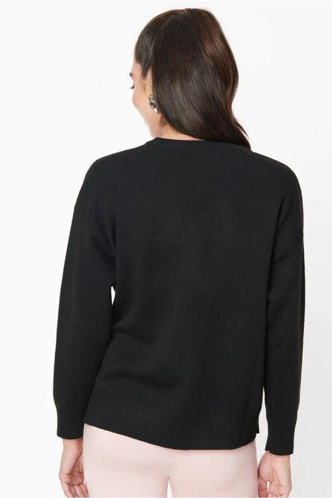 Shop Unique Vintage Barbie x Unique Vintage Black Barbie Logo Sweater Sweatshirt for women – premium loungewear and festival fashion at Spoiled Brat