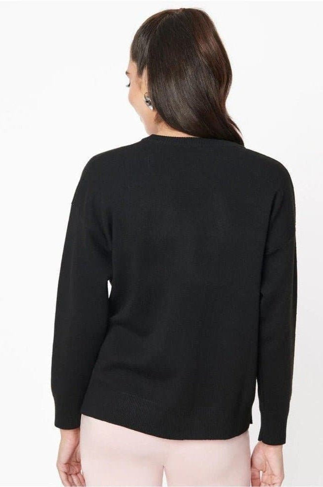 Shop Unique Vintage Barbie x Unique Vintage Black Barbie Logo Sweater Sweatshirt for women – premium loungewear and festival fashion at Spoiled Brat