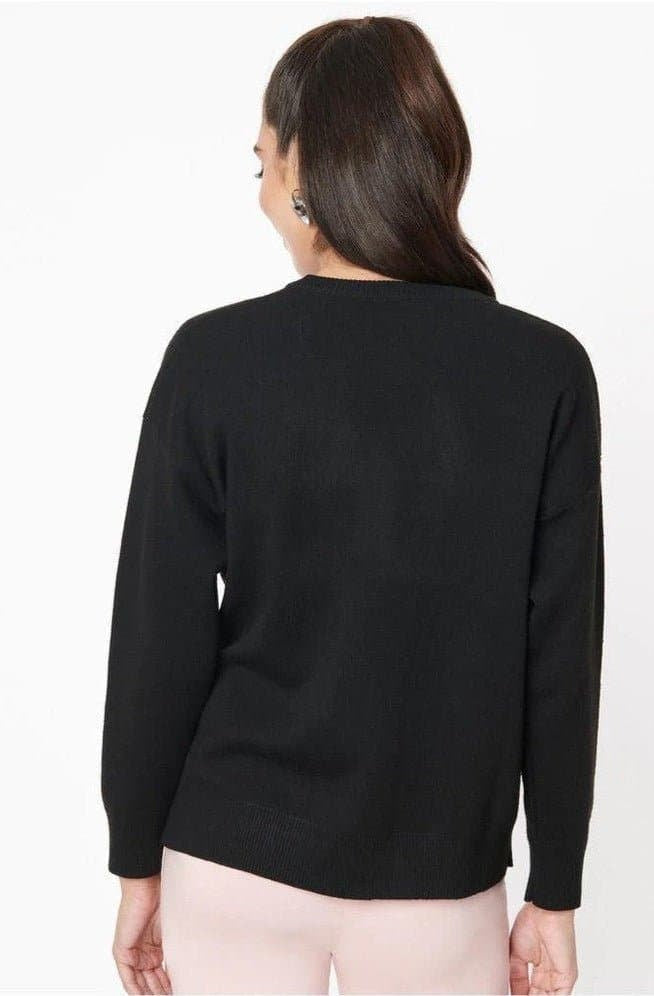 Shop Unique Vintage Barbie x Unique Vintage Black Barbie Logo Sweater Sweatshirt for women – premium loungewear and festival fashion at Spoiled Brat