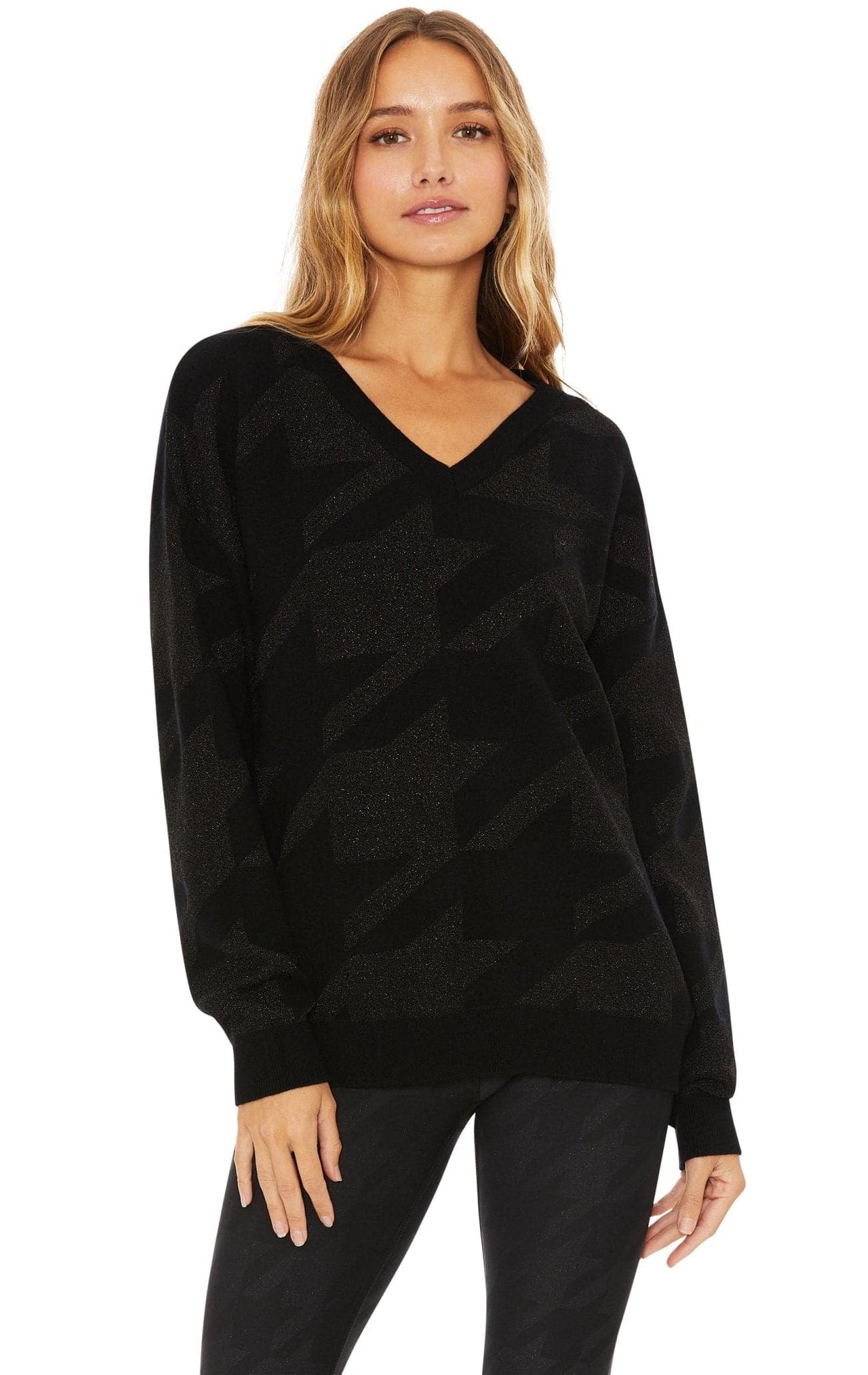 Shop Beach Riot Beach Riot Joey Houndstooth Knit Sweater Sweater for women – premium loungewear and festival fashion at Spoiled Brat