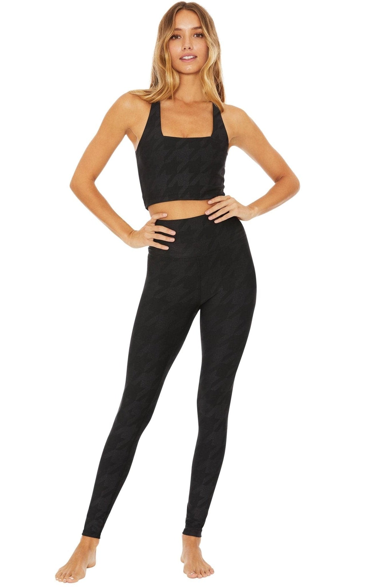 Shop Beach Riot Beach Riot Piper Gunmetal Houndstooth Leggings Leggings for women – premium loungewear and festival fashion at Spoiled Brat