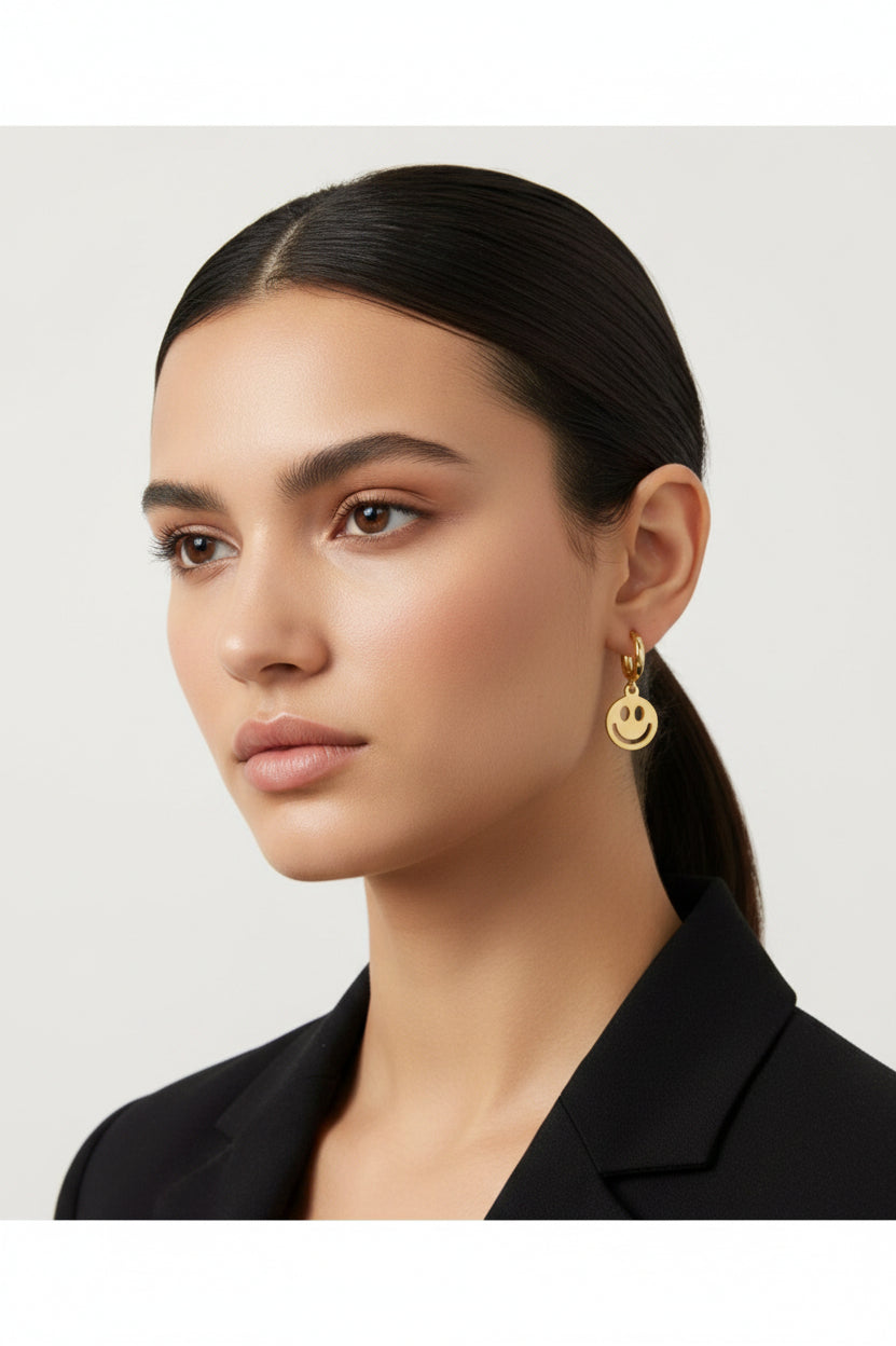 Shop Bracha Bracha Smiley Huggies Gold Hoop Earrings Earrings for women – premium loungewear and festival fashion at Spoiled Brat