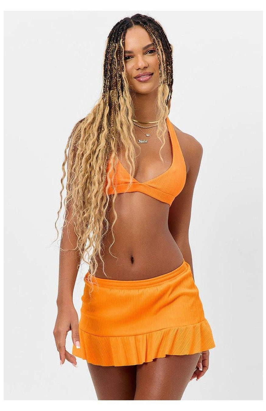 Shop Frankies Bikinis Frankies Bikinis Eden Plissé Halter Bikini Top Bikini Top for women – premium loungewear and festival fashion at Spoiled Brat