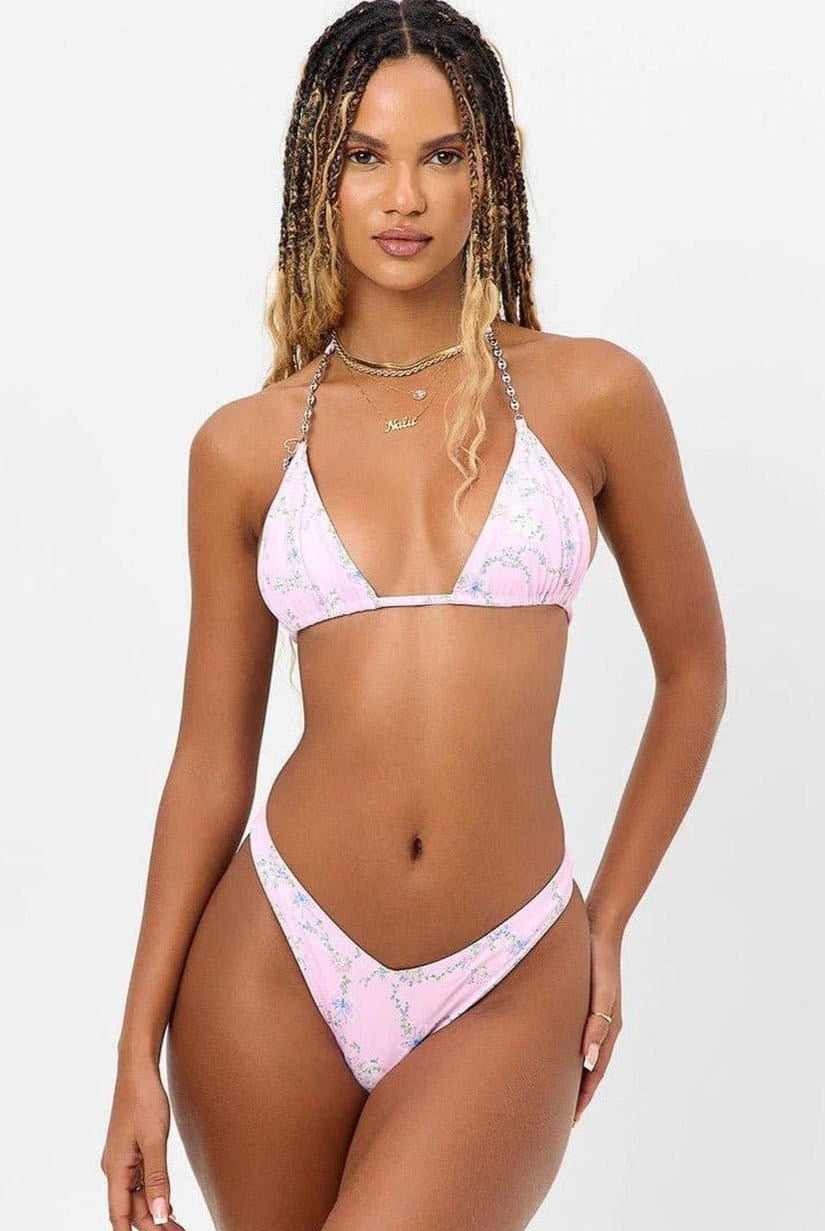 Frankies Bikinis Tia Floral Chain Bikini Top as seen on Maude Apatow *Euphoria* by Frankies Bikinis – Bikini Top – S | Spoiled Brat UK
