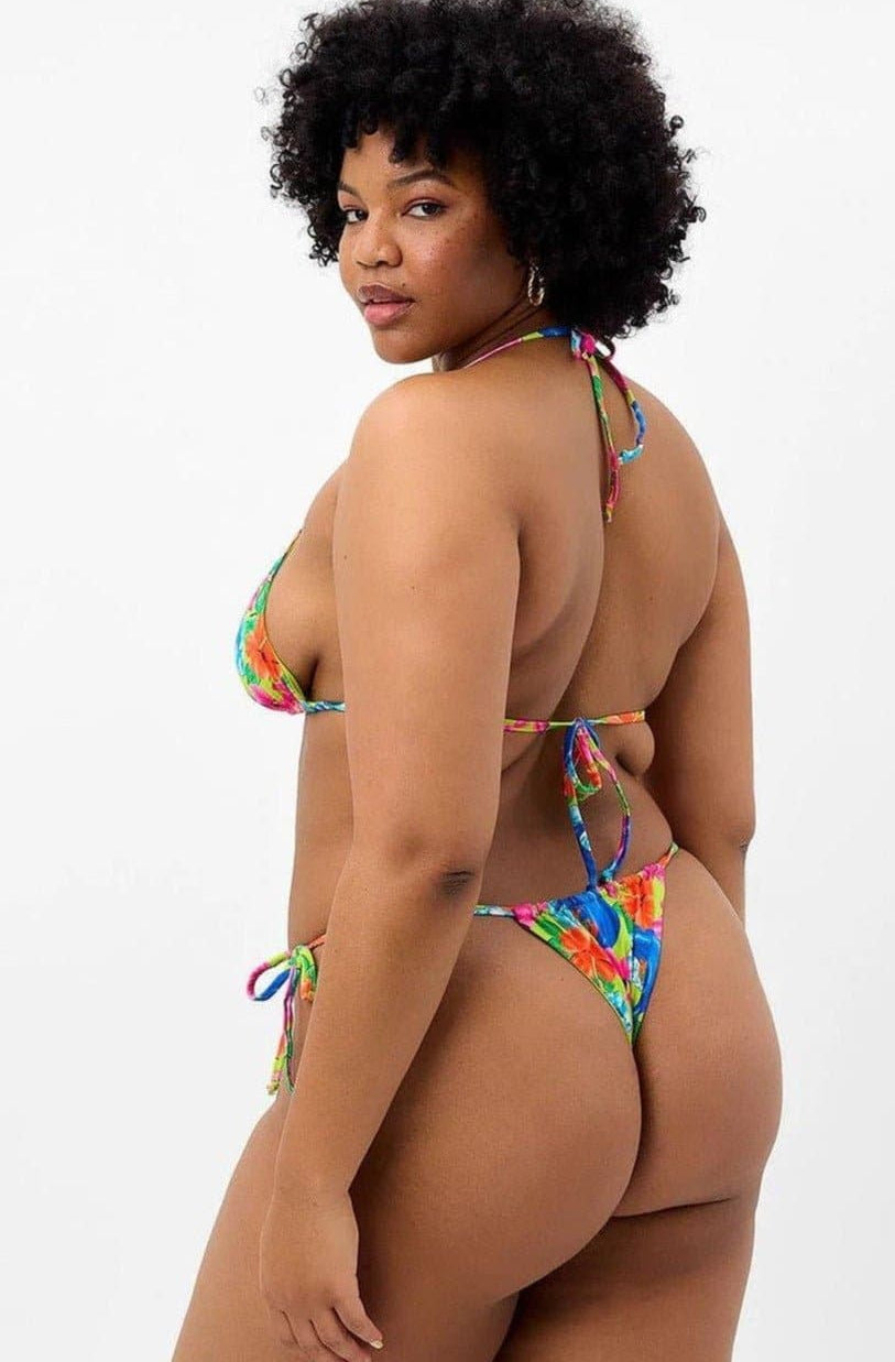 Shop Frankies Bikinis Frankies Bikinis Tia Floral String Bikini Bottom in Neon Surfer Bikini Bottoms for women – premium loungewear and festival fashion at Spoiled Brat