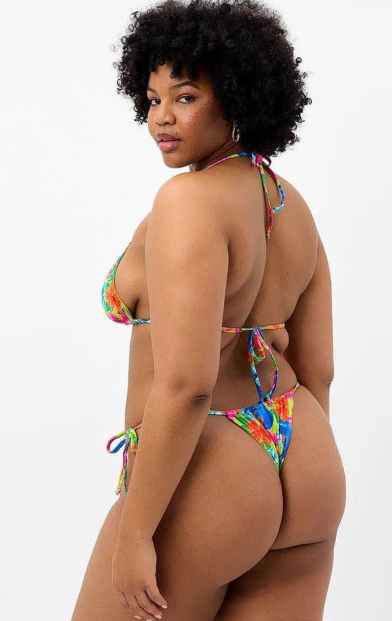 Shop Frankies Bikinis Frankies Bikinis Tia Floral String Bikini Bottom in Neon Surfer Bikini Bottoms for women – premium loungewear and festival fashion at Spoiled Brat