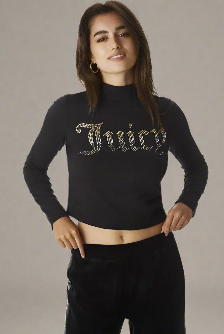 Shop Juicy Couture Juicy Couture 25th Anniversary Mock Neck Tee Long Sleeved Top for women – premium loungewear and festival fashion at Spoiled Brat