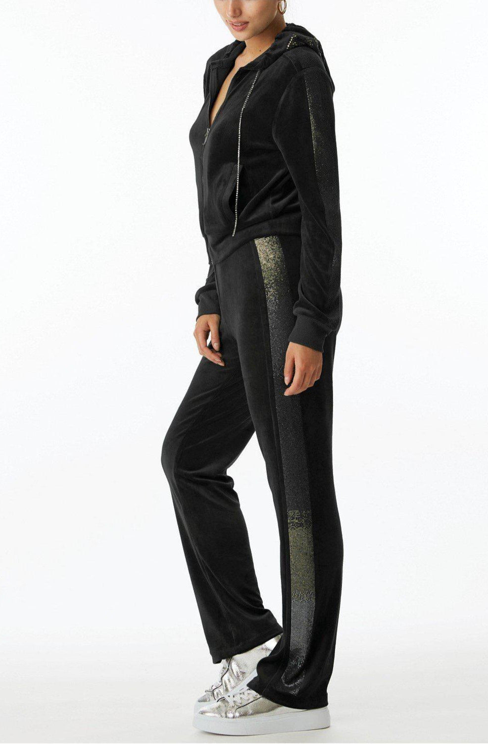 Shop Juicy Couture Juicy Couture Anniversary Long Sleeved Velour Hoodie Hoodie for women – premium loungewear and festival fashion at Spoiled Brat