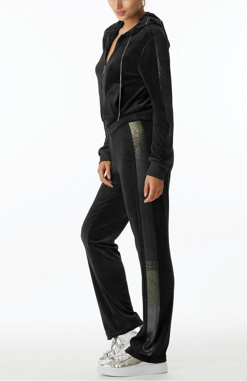 Shop Juicy Couture Juicy Couture Anniversary Long Sleeved Velour Hoodie Hoodie for women – premium loungewear and festival fashion at Spoiled Brat