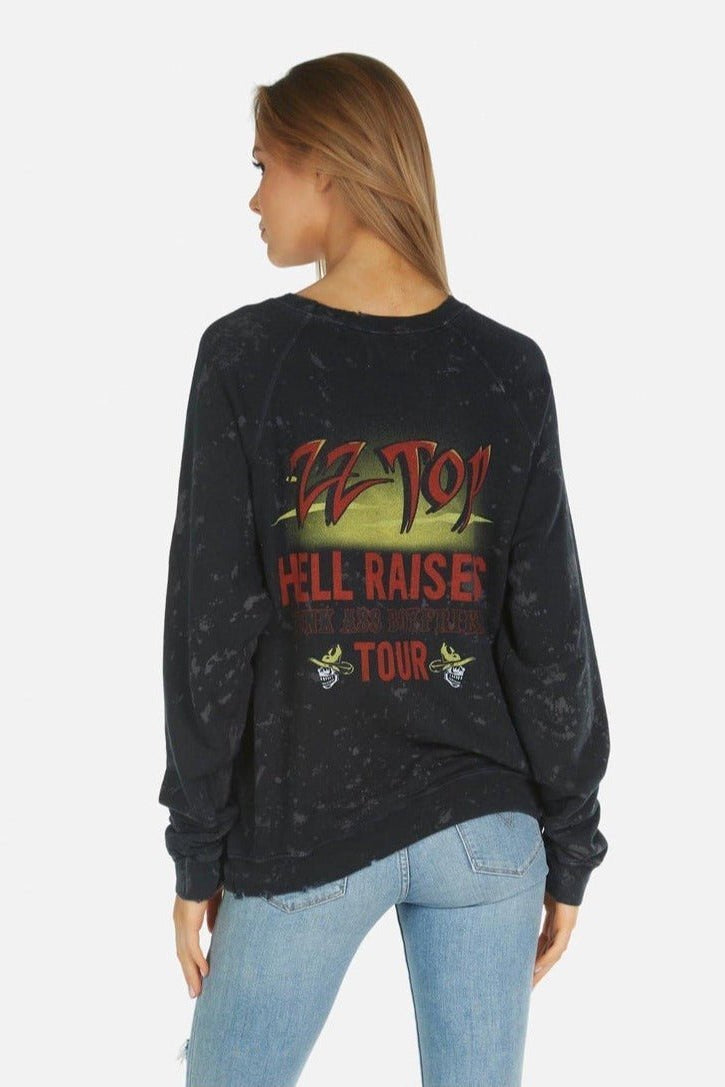Shop Lauren Moshi Lauren Moshi Anela ZZ Top Band Sweater Sweater for women – premium loungewear and festival fashion at Spoiled Brat