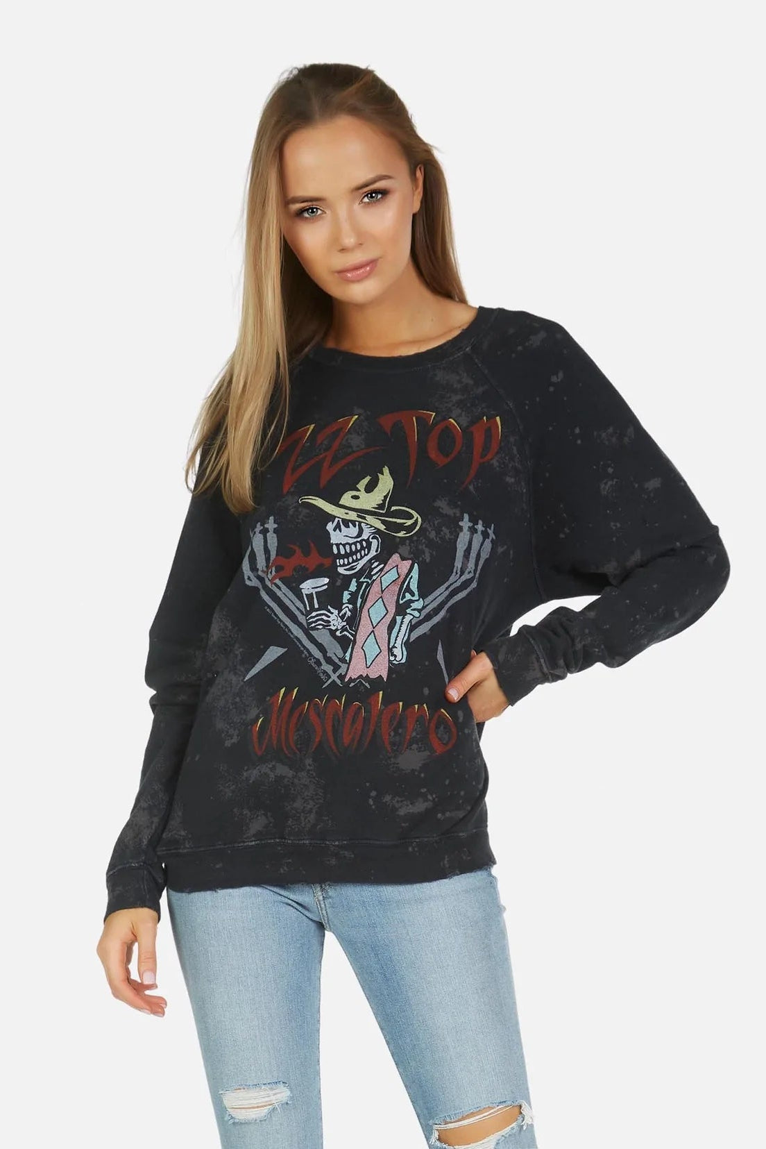 Shop Lauren Moshi Lauren Moshi Anela ZZ Top Band Sweater Sweater for women – premium loungewear and festival fashion at Spoiled Brat