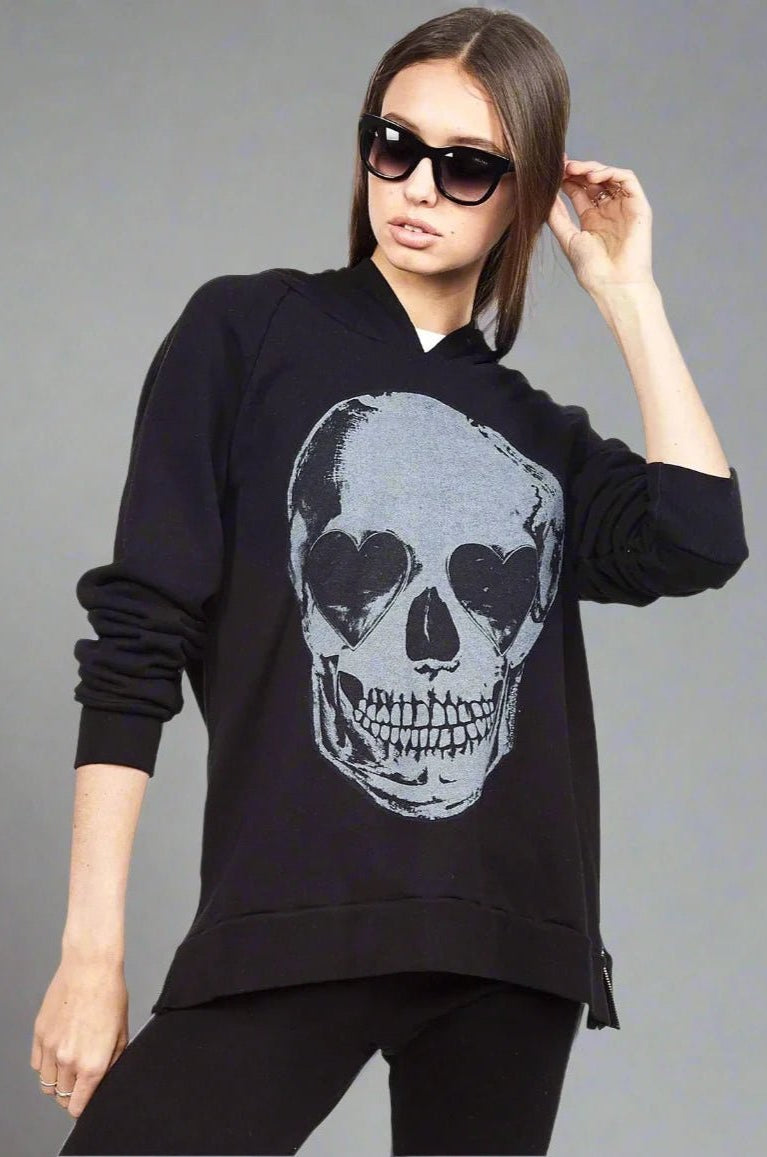 Shop Lauren Moshi Lauren Moshi Corbin Heart Eye Skull Pullover Pullover for women – premium loungewear and festival fashion at Spoiled Brat