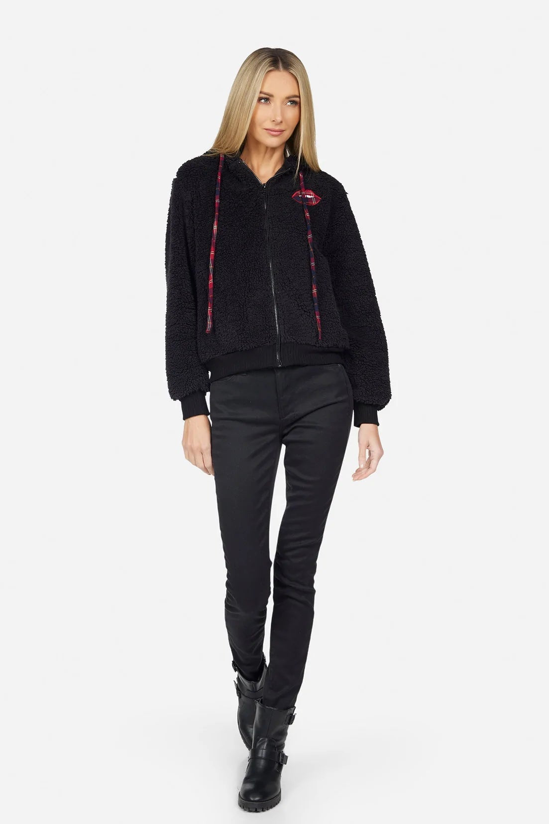 Shop Lauren Moshi Lauren Moshi Deandra Plaid Lip Sherpa Fleece Jacket Jacket for women – premium loungewear and festival fashion at Spoiled Brat