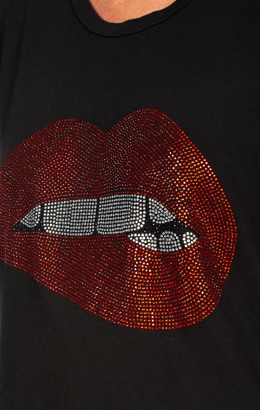 Shop Lauren Moshi Lauren Moshi Edda Crystal Biting Lip T-Shirt T-Shirt for women – premium loungewear and festival fashion at Spoiled Brat