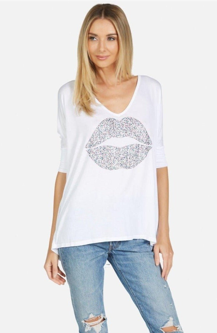 Shop Lauren Moshi Lauren Moshi Eva Sprinkle Lip T-Shirt T-Shirt for women – premium loungewear and festival fashion at Spoiled Brat