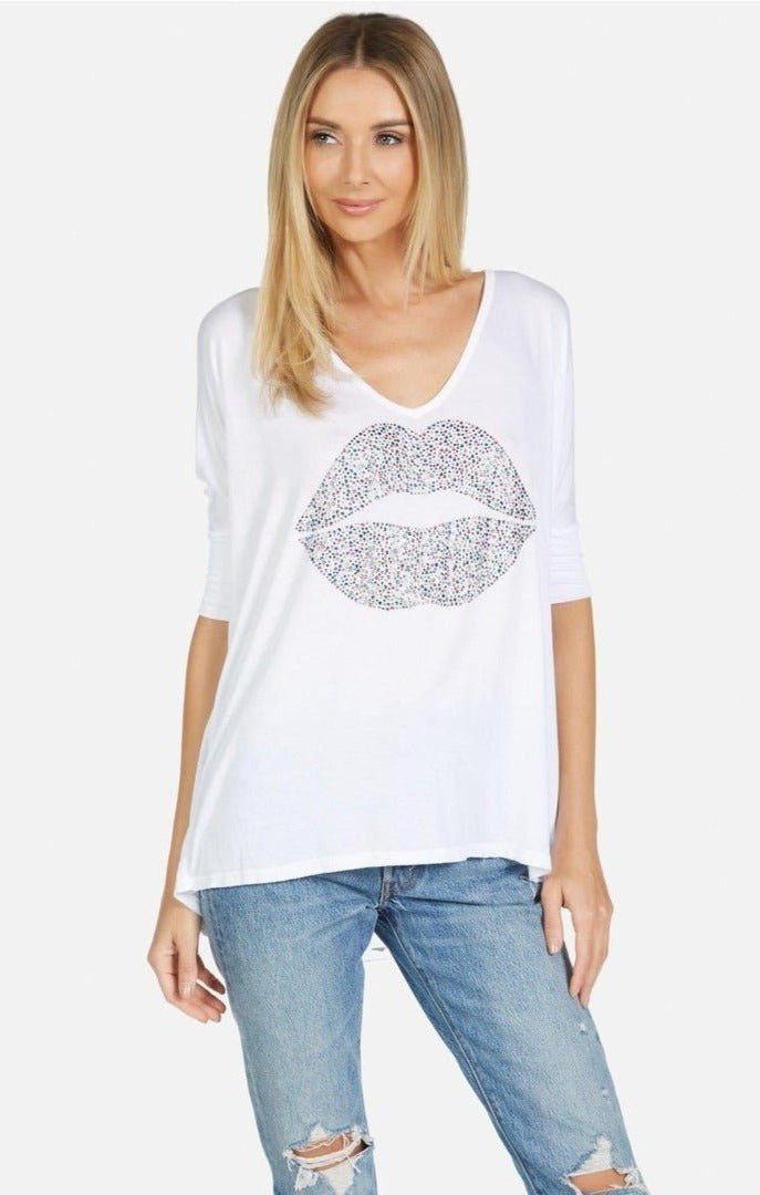 Shop Lauren Moshi Lauren Moshi Eva Sprinkle Lip T-Shirt T-Shirt for women – premium loungewear and festival fashion at Spoiled Brat