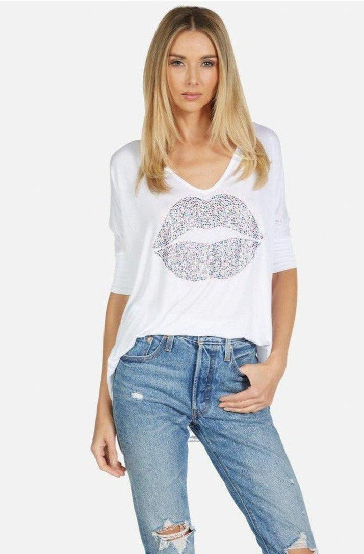 Shop Lauren Moshi Lauren Moshi Eva Sprinkle Lip T-Shirt T-Shirt for women – premium loungewear and festival fashion at Spoiled Brat