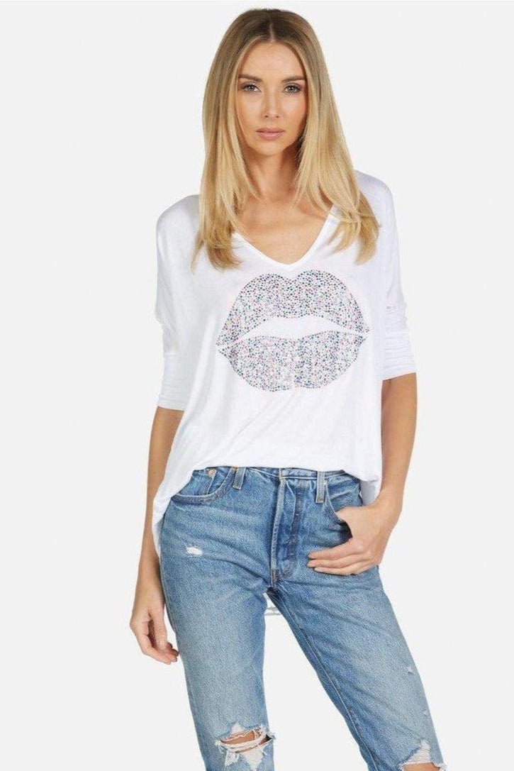 Shop Lauren Moshi Lauren Moshi Eva Sprinkle Lip T-Shirt T-Shirt for women – premium loungewear and festival fashion at Spoiled Brat