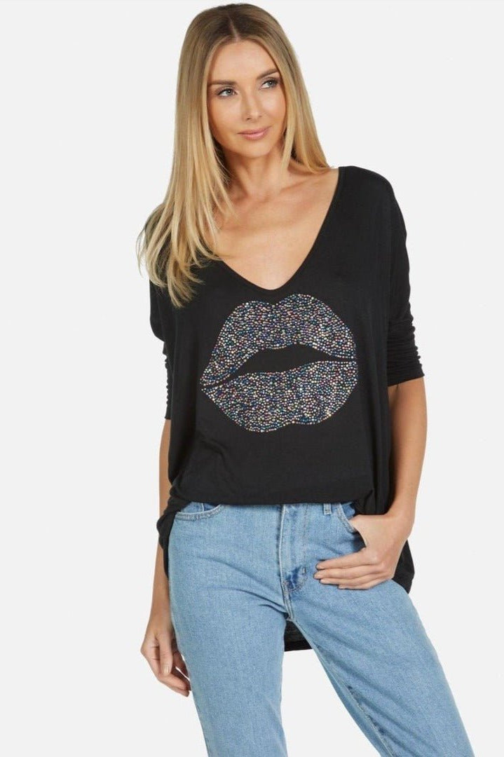 Shop Lauren Moshi Lauren Moshi Eva Sprinkle Lip T-Shirt T-Shirt for women – premium loungewear and festival fashion at Spoiled Brat
