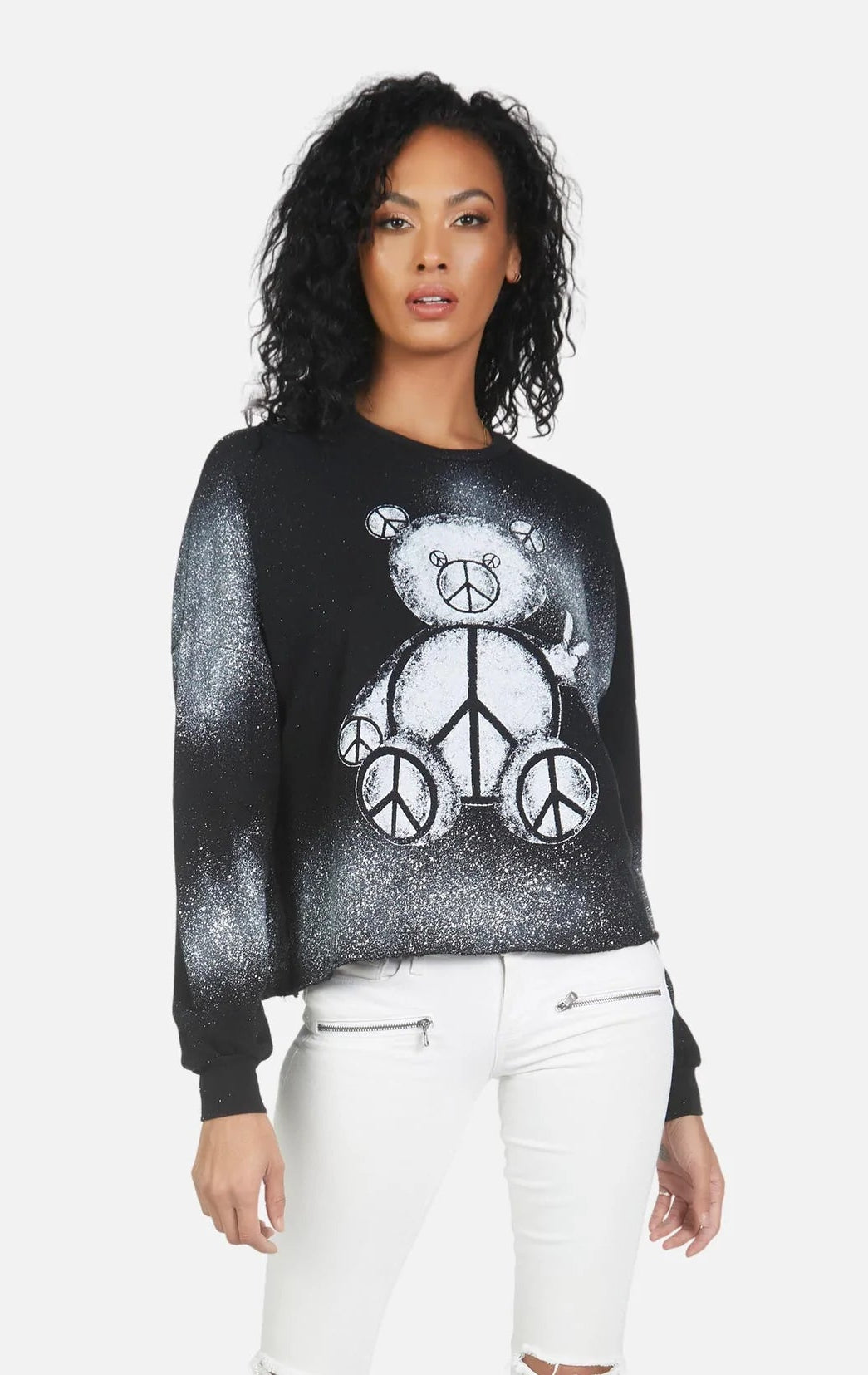 Shop Lauren Moshi Lauren Moshi Lee Peace Teddy Crew Sweater Sweater for women – premium loungewear and festival fashion at Spoiled Brat