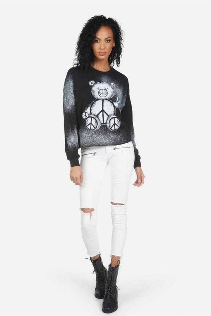 Shop Lauren Moshi Lauren Moshi Lee Peace Teddy Crew Sweater Sweater for women – premium loungewear and festival fashion at Spoiled Brat
