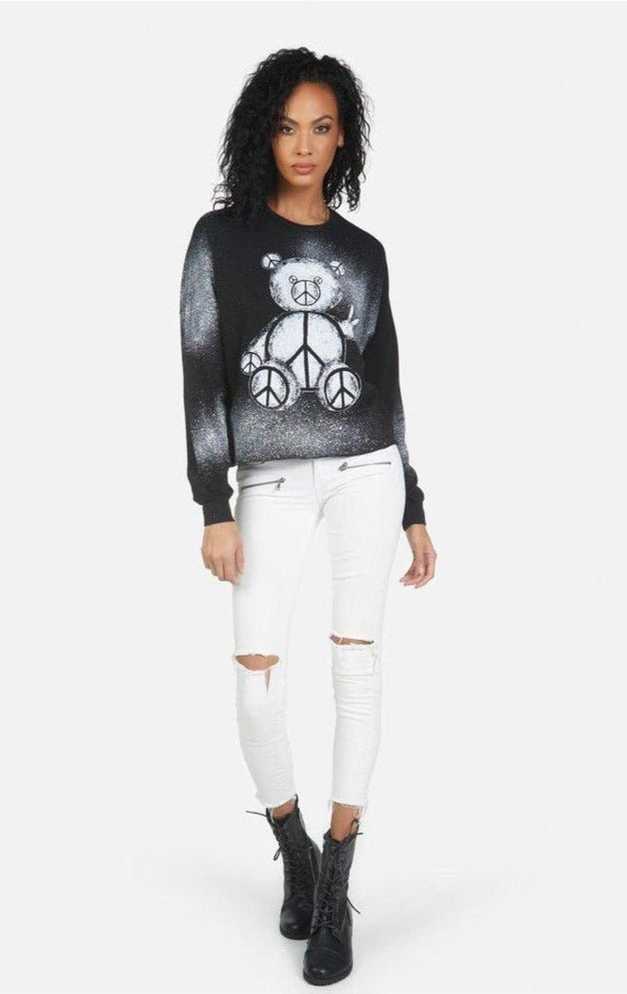 Shop Lauren Moshi Lauren Moshi Lee Peace Teddy Crew Sweater Sweater for women – premium loungewear and festival fashion at Spoiled Brat