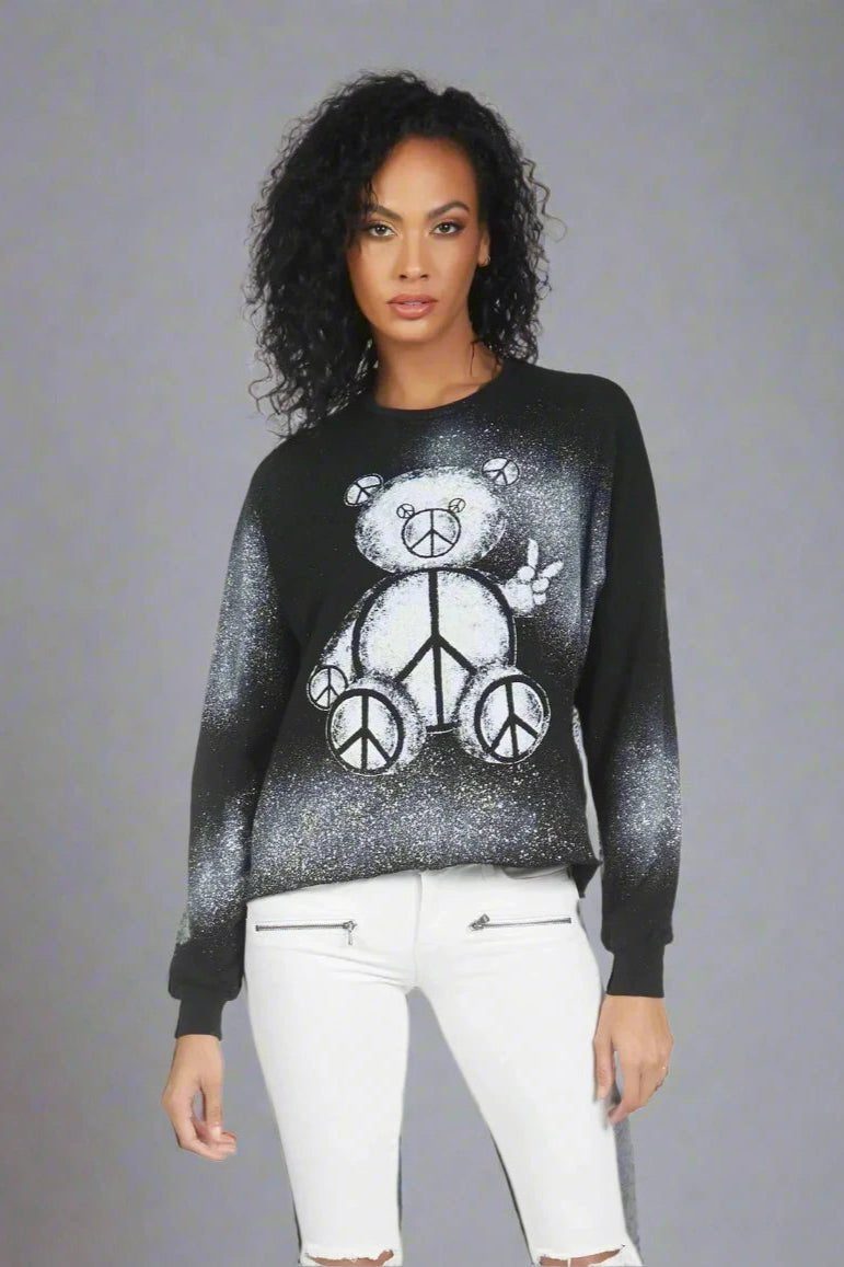 Shop Lauren Moshi Lauren Moshi Lee Peace Teddy Crew Sweater Sweater for women – premium loungewear and festival fashion at Spoiled Brat