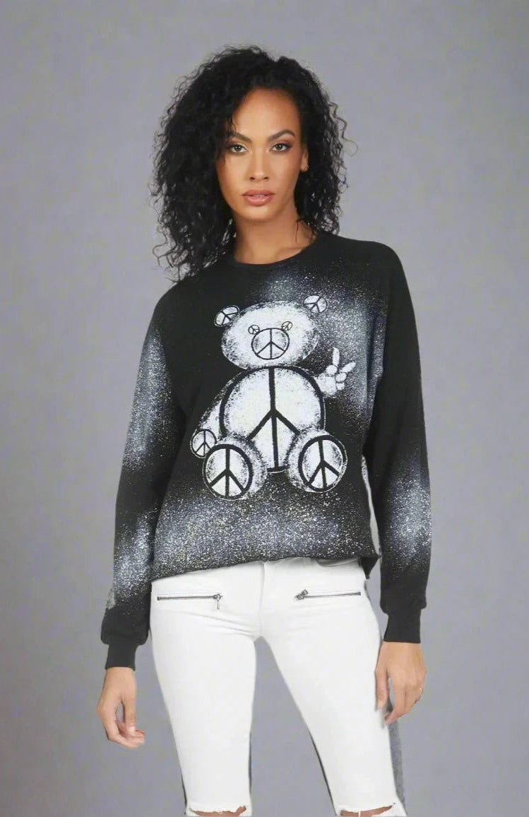 Shop Lauren Moshi Lauren Moshi Lee Peace Teddy Crew Sweater Sweater for women – premium loungewear and festival fashion at Spoiled Brat