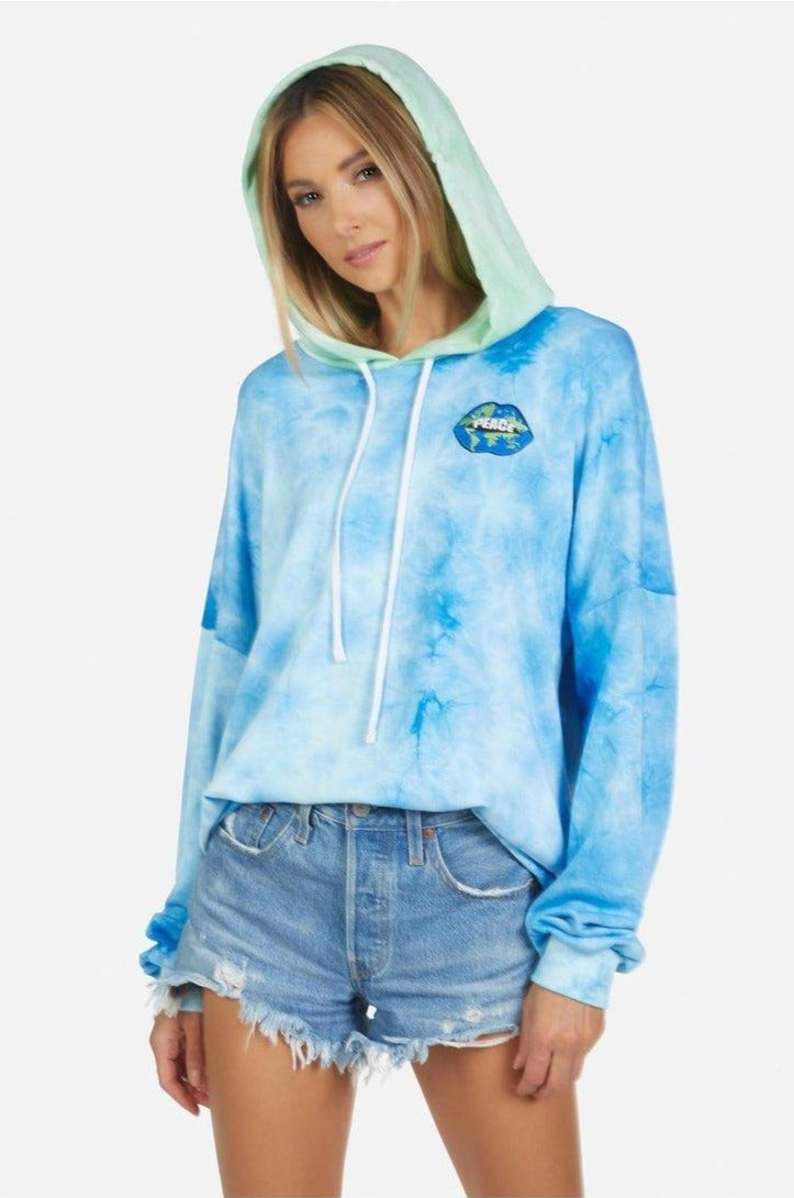 Shop Lauren Moshi Lauren Moshi Lila World Peace Lips Hoodie as seen on Julianne Hough Hoodie for women – premium loungewear and festival fashion at Spoiled Brat