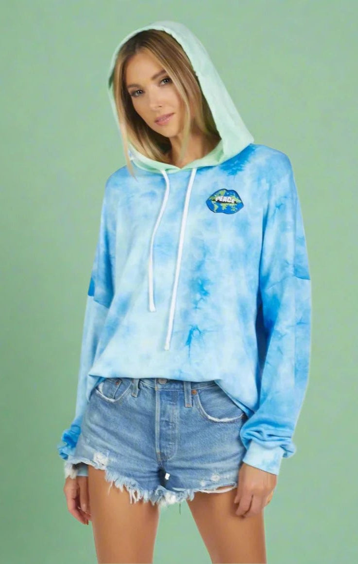 Shop Lauren Moshi Lauren Moshi Lila World Peace Lips Hoodie as seen on Julianne Hough Hoodie for women – premium loungewear and festival fashion at Spoiled Brat