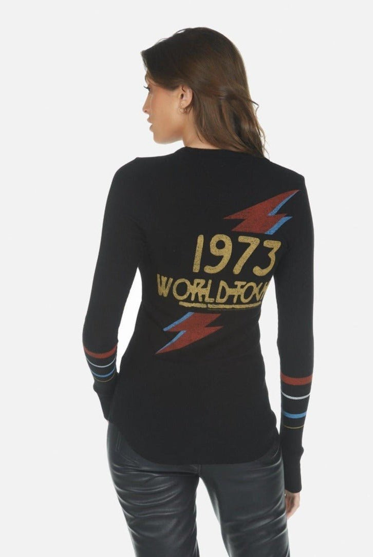 Shop Lauren Moshi Lauren Moshi McKinley Bowie 1973 Tour Top Long Sleeved Top for women – premium loungewear and festival fashion at Spoiled Brat