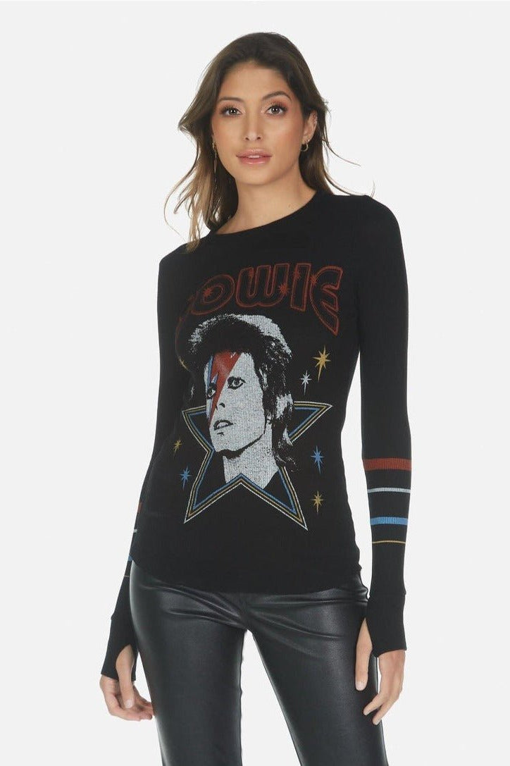 Shop Lauren Moshi Lauren Moshi McKinley Bowie 1973 Tour Top Long Sleeved Top for women – premium loungewear and festival fashion at Spoiled Brat