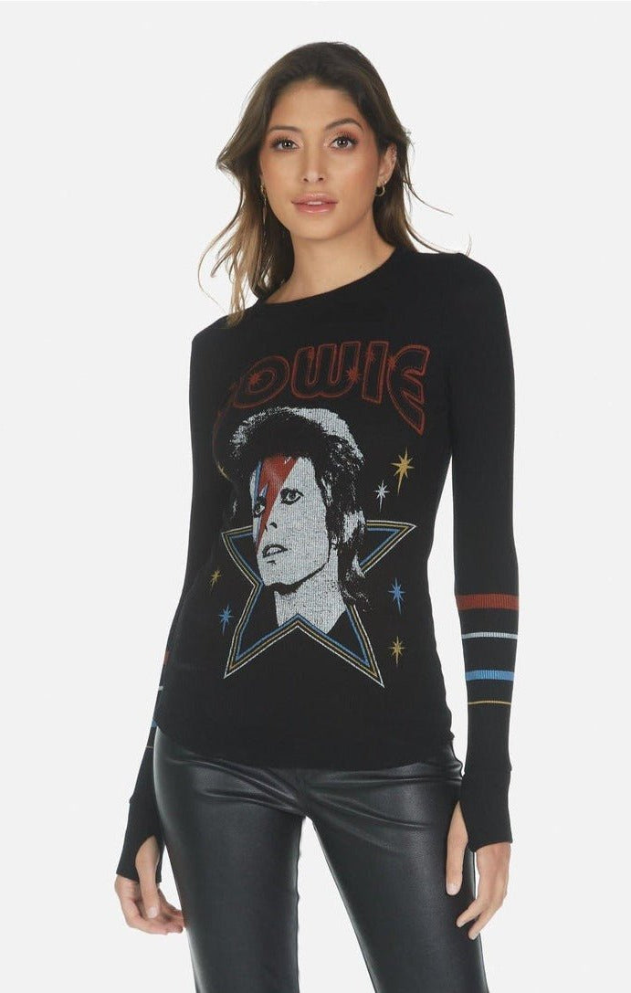 Shop Lauren Moshi Lauren Moshi McKinley Bowie 1973 Tour Top Long Sleeved Top for women – premium loungewear and festival fashion at Spoiled Brat