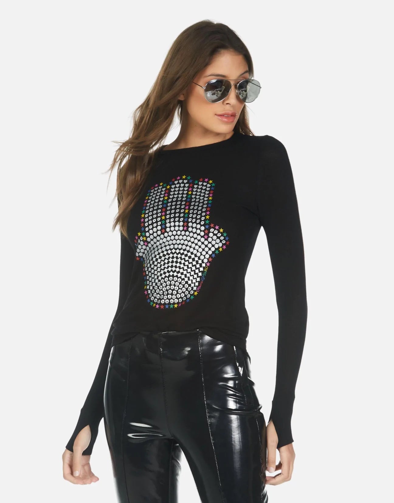 Shop Lauren Moshi Lauren Moshi McKinley Hamsa Elements Long Sleeve Top Long Sleeved Top for women – premium loungewear and festival fashion at Spoiled Brat