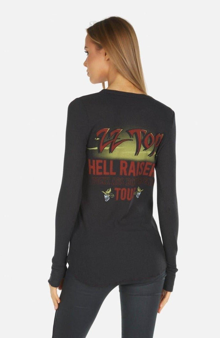 Shop Lauren Moshi Lauren Moshi McKinley McKinley ZZ Top Thermal Top as seen on Avril Lavigne Long Sleeved Top for women – premium loungewear and festival fashion at Spoiled Brat