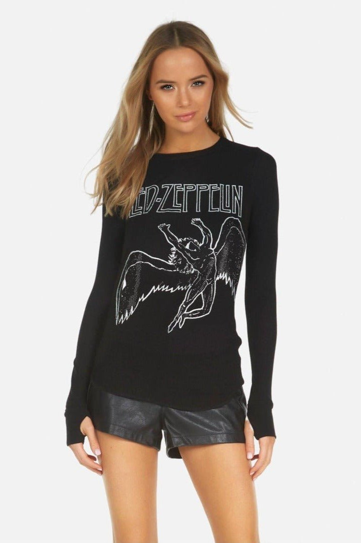 Shop Lauren Moshi Lauren Moshi McKinley X Led Zeppelin Outline Thermal Top Long Sleeved Top for women – premium loungewear and festival fashion at Spoiled Brat